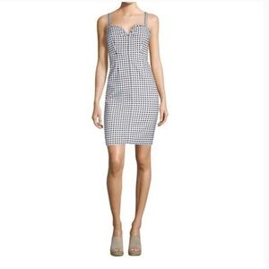Likely Keeley Gingham Plaid Ruffle Sheath Dress Black & White Size 6 Sleeveless
